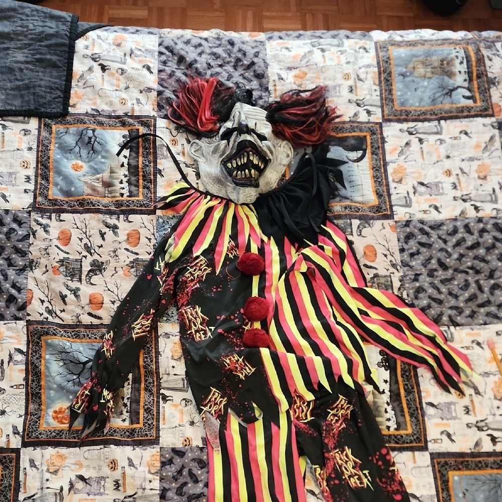 Scary Clown Kids Costume - Black, Yellow, Red